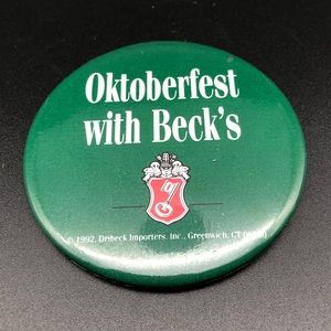 Vintage Metal Octoberfest with Becks 1992 Metal Beer Themed Button Pin